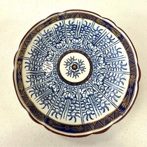 Antique Intricate Blue and Gold Patterned Plate